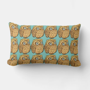 Square or Lumbar Owls on Blue Cushion
