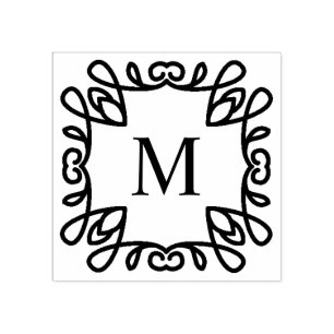 Square Ornate Monogram Rubber Stamp