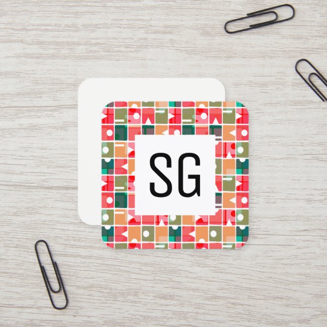Square Panel - Initials - Abstract 120623 Square Business Card (Front/Back In Situ)