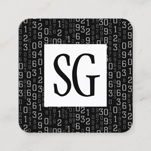 Square Panel - Initials - Cascading Numbers Business Card (Front)