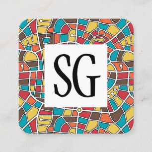 Square Panel - Initials - Map Pattern 030520 Business Card