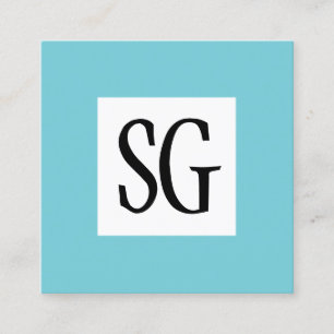 Square Panel - Initials - Robin Egg Blue Square Business Card