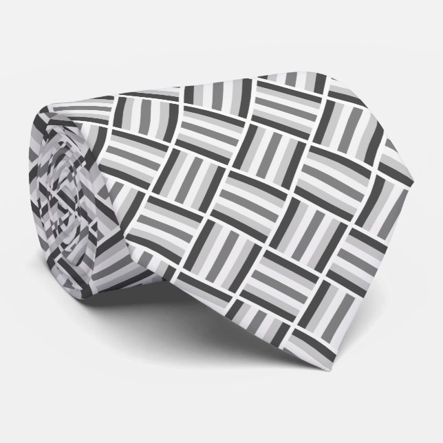 Square Pattern - Black and White Tie (Rolled)