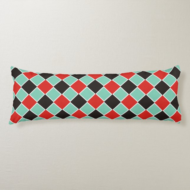 SQUARE Pattern - black red white + your background Body Cushion (Front)