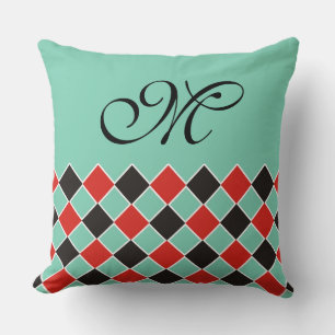 SQUARE Pattern - black red white + your background Cushion