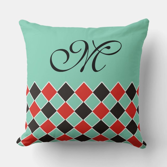 SQUARE Pattern - black red white + your background Cushion (Front)