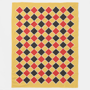 SQUARE Pattern - black red white + your background Fleece Blanket