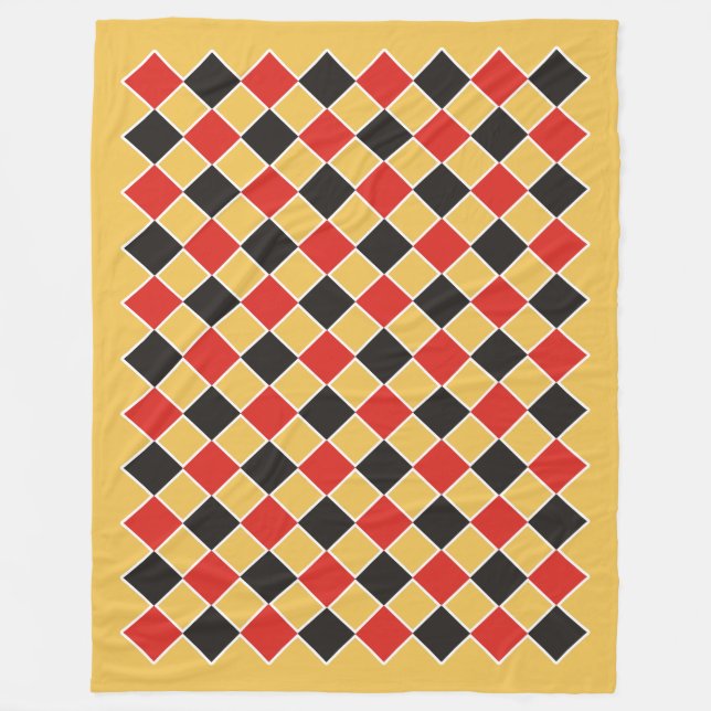 SQUARE Pattern - black red white + your background Fleece Blanket (Front)
