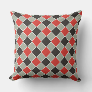 SQUARE Pattern - black red white + your background Outdoor Cushion