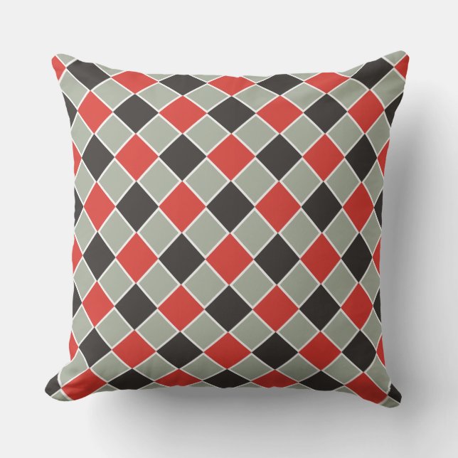 SQUARE Pattern - black red white + your background Outdoor Cushion (Front)