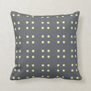 Square Pattern dark grey yellow Cushion