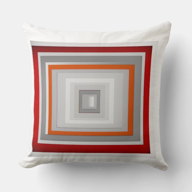 square pattern design Red , Grey ,White , Orange  Cushion (Front)