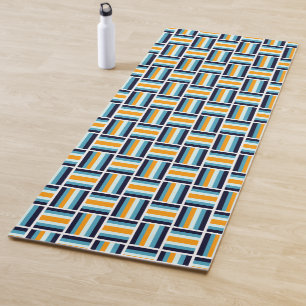 Square Pattern - Gold and Blue Yoga Mat