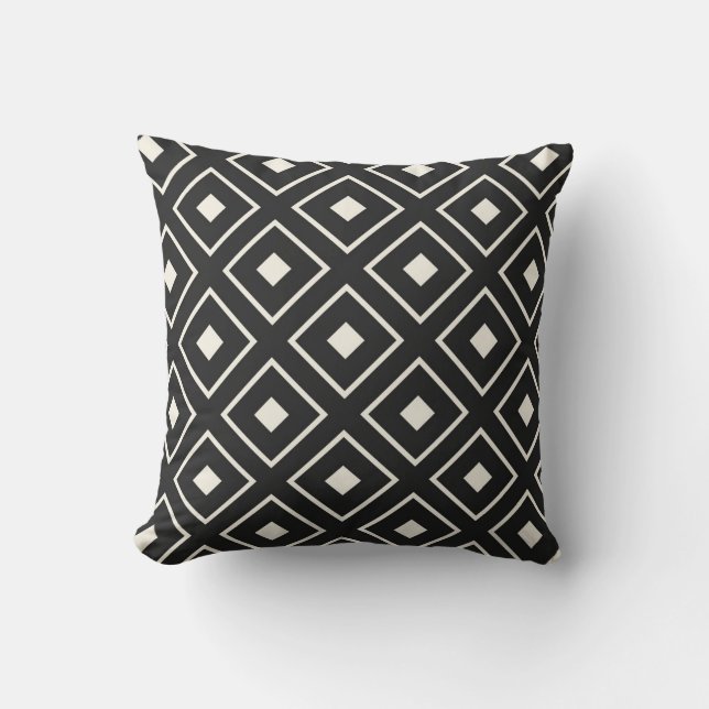 Square Pattern Pillow in Black (Front)