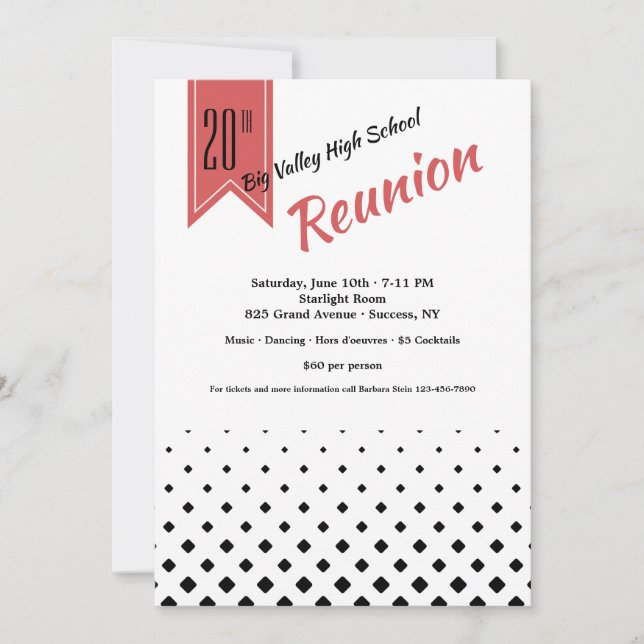 Square Pattern  Reunion Invitations (Front)