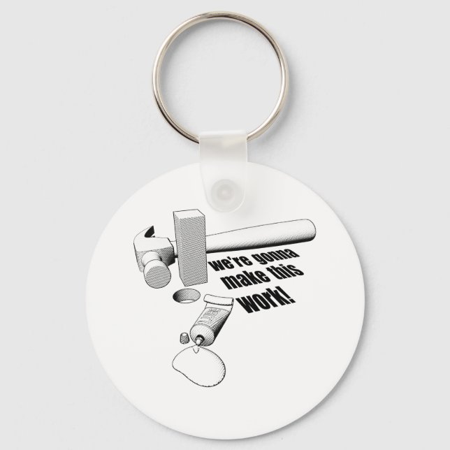 Square peg round hole key ring (Front)