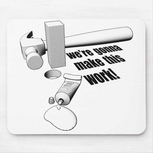 Square peg round hole mouse pad (Front)