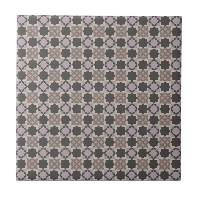 Square & Petal Mosaic Pattern Ceramic Tile  (Front)