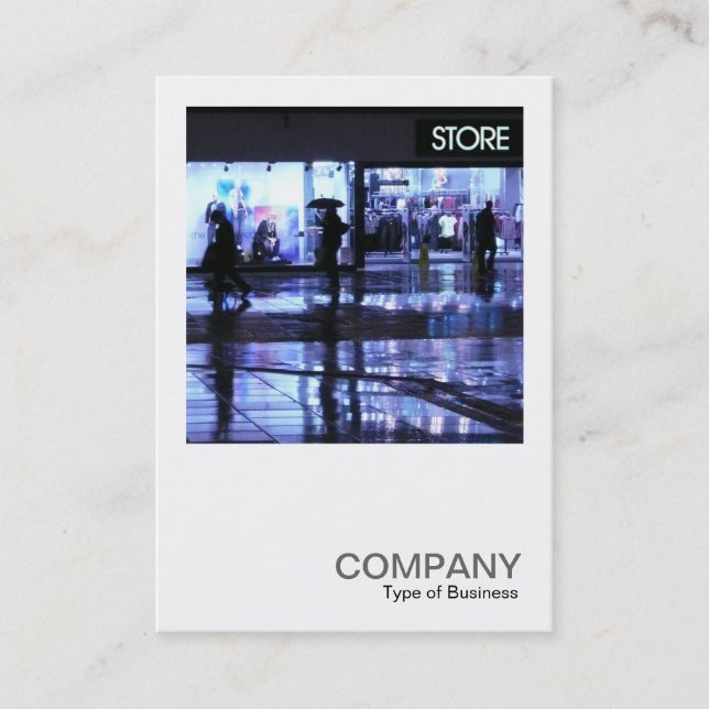Square Photo 0221 - Shopping in the Rain Business Card (Front)