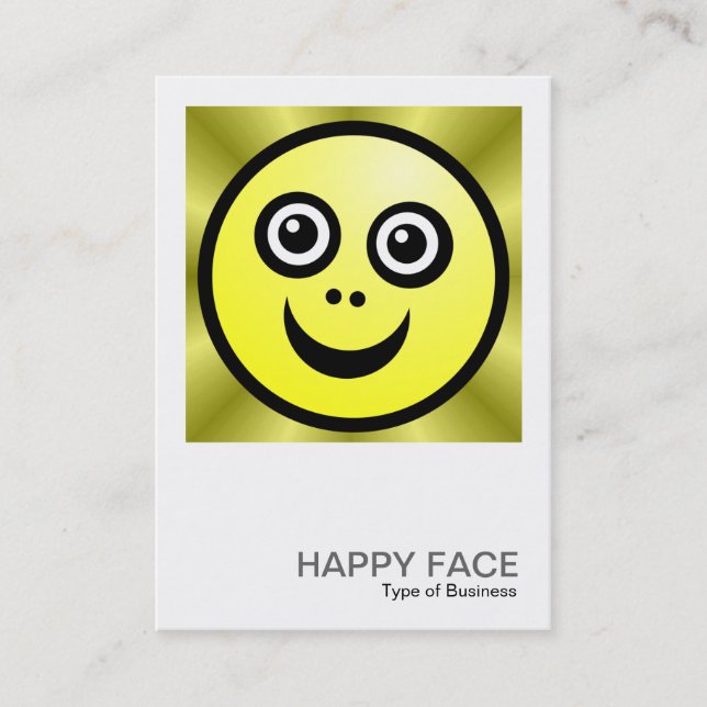 Square Photo 034 - Happy Face - Yellow Business Card (Front)