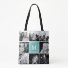 Square Photo Collage Teal Monogrammed Custom