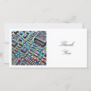 Square Photo - Colourful Circuitry Thank You Card