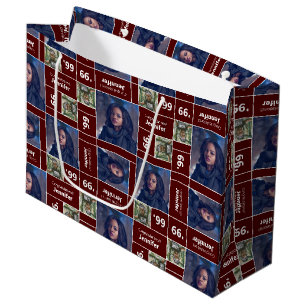 Square Photo Graduation Class Year Maroon Large Gift Bag