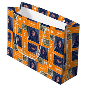 Square Photo Graduation Class Year Orange Large Gift Bag