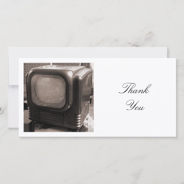 Square Photo - Old Television Thank You Card (Front)