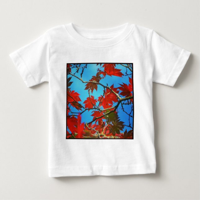 Square Photo - Red Autumn Leaves Baby T-Shirt (Front)