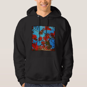 Square Photo - Red Autumn Leaves Hoodie