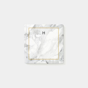 Square Photo Stone Marble Gold Border Post-it Notes