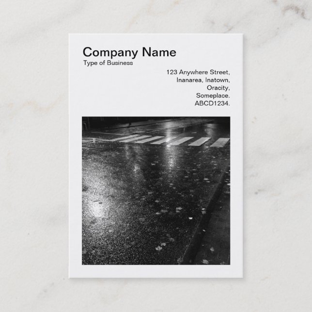 Square Photo (v3) - Wet Autumn Road at Night Business Card (Front)