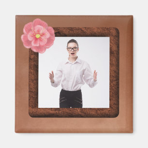 Square Photo with Tropical Flower on Warm Colours Magnet