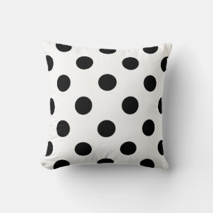 Square Pillow, Polka Dots, Black and White Cushion