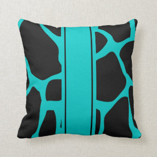 Square Pillow Teal Blue Aqua Black Animal Cow