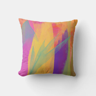 Square pillow with watercolor abstract design