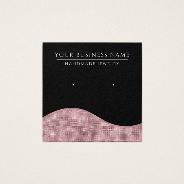 Square Pink Black Glam Earring Display Cards (Front)