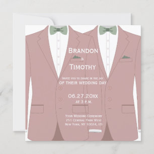 Square Pink Gay Wedding Invites