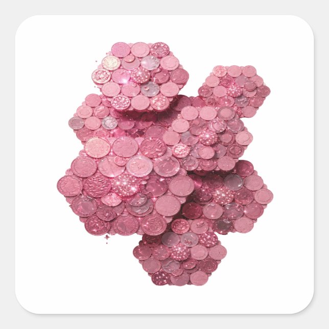 Square Pink PINK COINS Craft Sticker (Front)