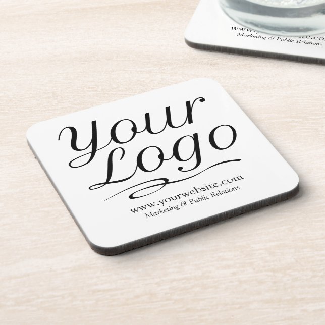 Square Plastic Coasters with Custom Company Logo (Left Side)