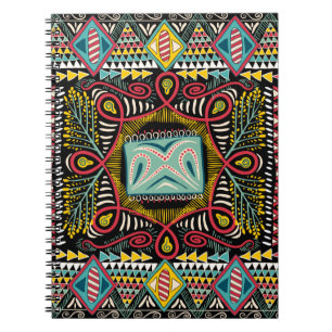 Square pocket, shawl, textile. Colourful abstract Notebook