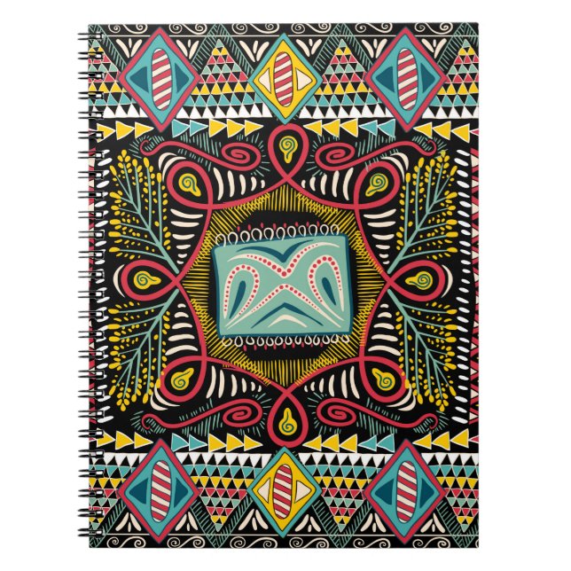 Square pocket, shawl, textile. Colourful abstract  Notebook (Front)