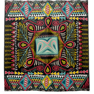 Square pocket, shawl, textile. Colourful abstract Shower Curtain
