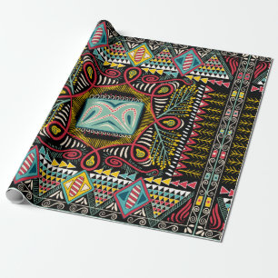 Square pocket, shawl, textile. Colourful abstract Wrapping Paper