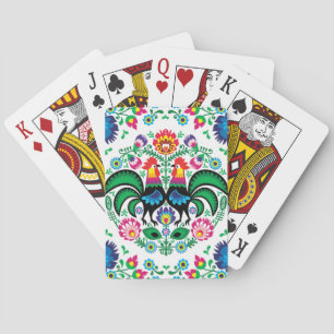 Square Polish Rooster Pattern Playing Cards