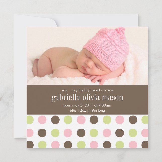 Square Polkadot | Birth Announcement (Front)