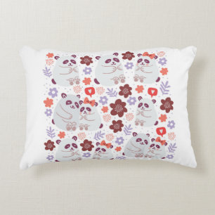 Square poster with cute pandas couples in love wit decorative cushion