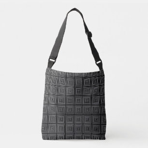 Square Prisms Black White  Crossbody Bag