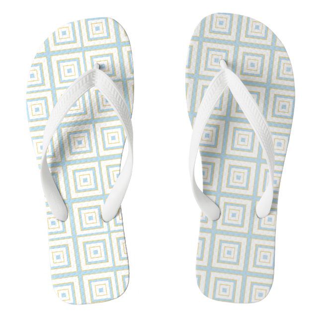 Square Prisms Duck Egg Blue Gold White Grey Thongs (Footbed)